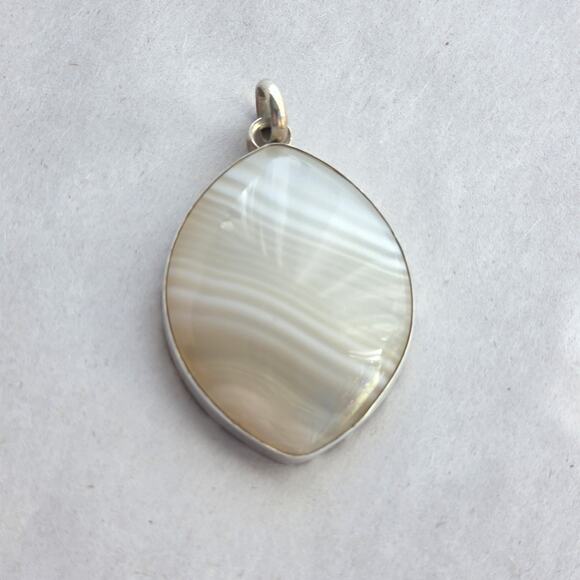 Jay King DTR Sterling Silver 925 Lace Agate Pendant Fasceted Stone New Signed - Picture 2 of 11